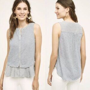 { Anthropologie } Meadow Rue Fenella Blue Striped Tank Top size XS